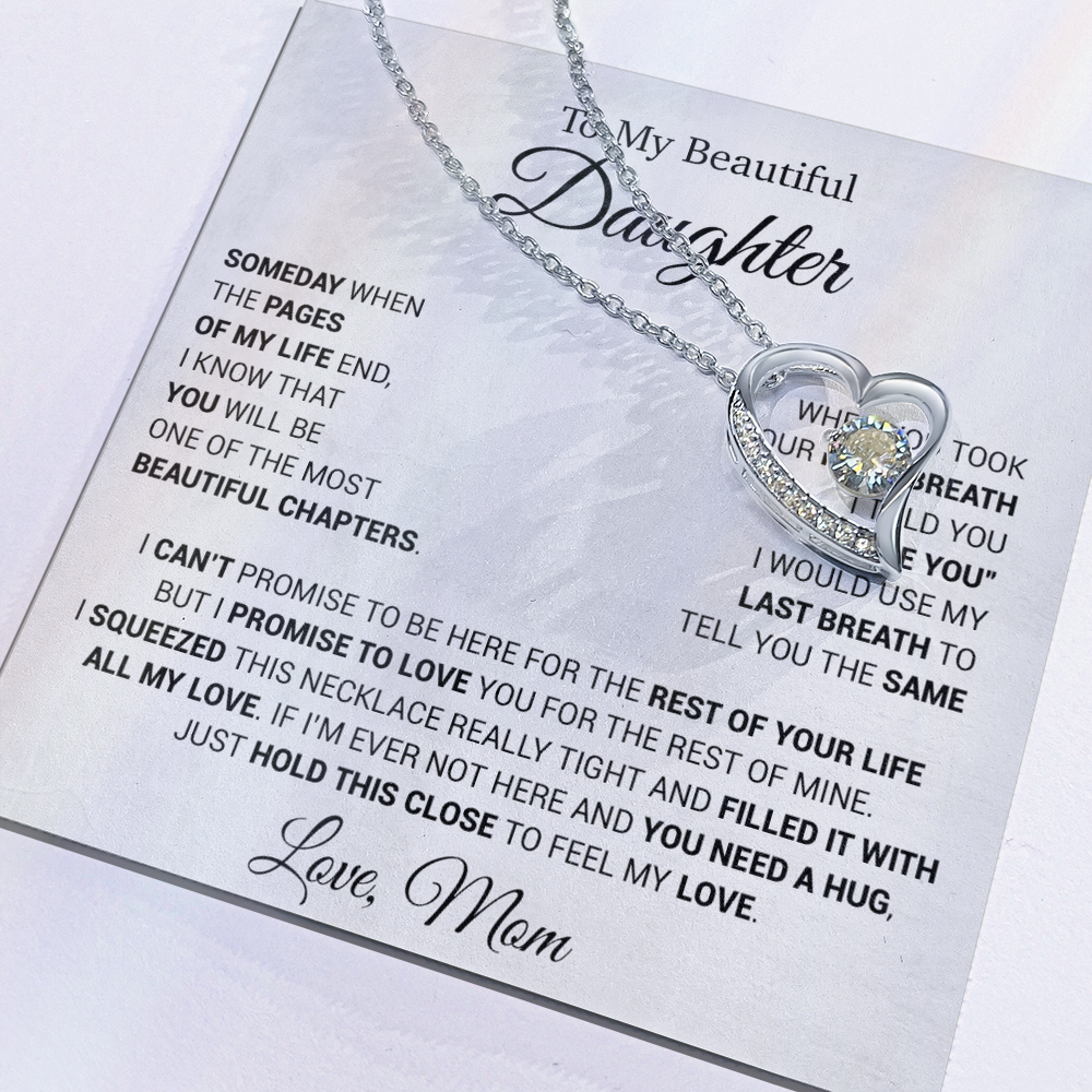 To My Daughter Necklace, Daughter Mother Necklace, Daughter Gift From Mom 13_5_White