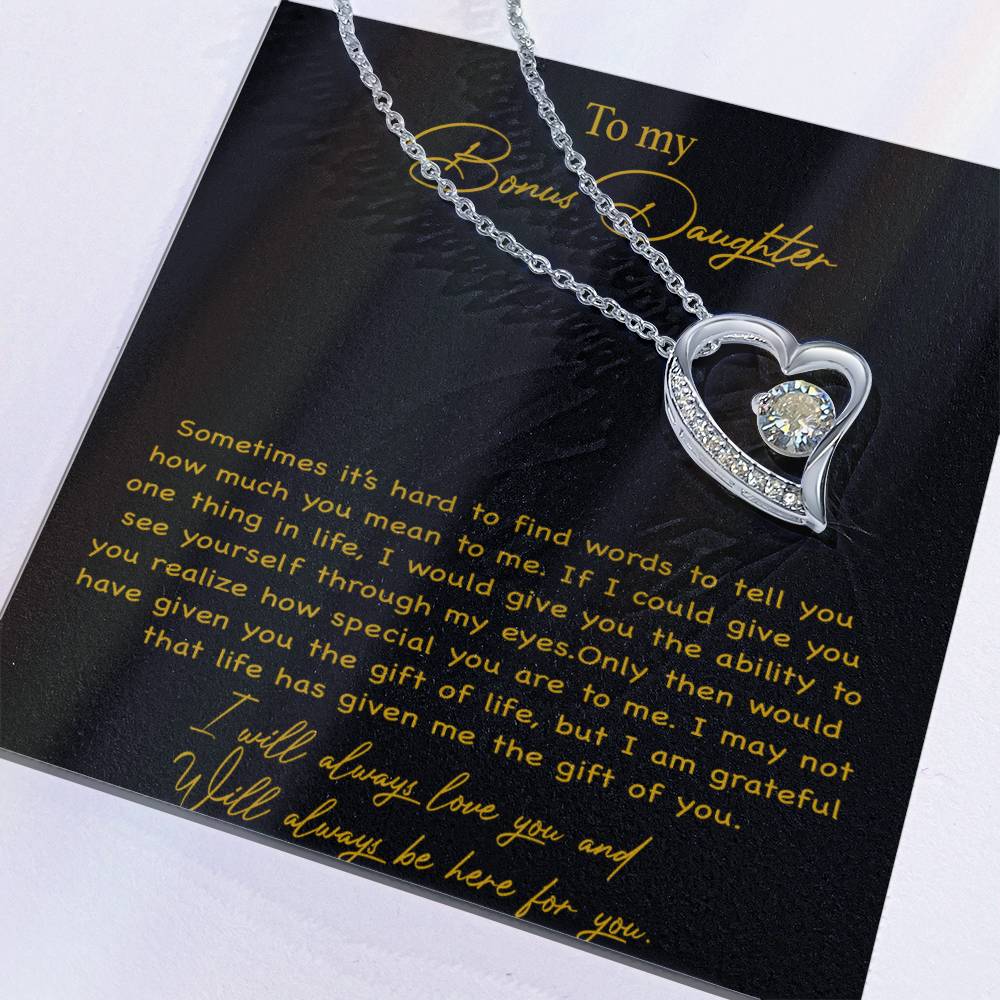 To my Bonus Daughter Necklace, Bonus Daughter, Step Daughter Gift 4-4_Gold