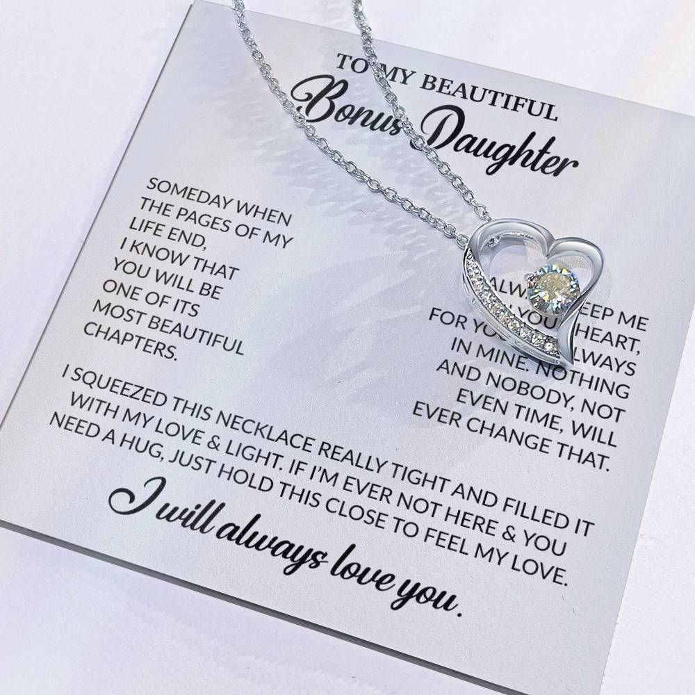 To My Bonus Daughter Necklace, Gift for Bonus Daughter, Step Daughter Birthday 25_11_White