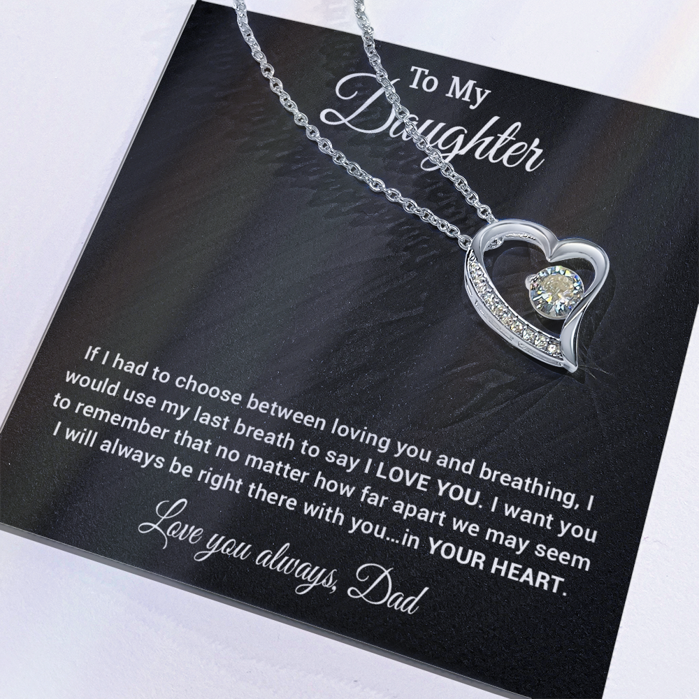 To My Daughter Necklace, Daughter Father Necklace, Daughter Gift from Dad 30_4_Black
