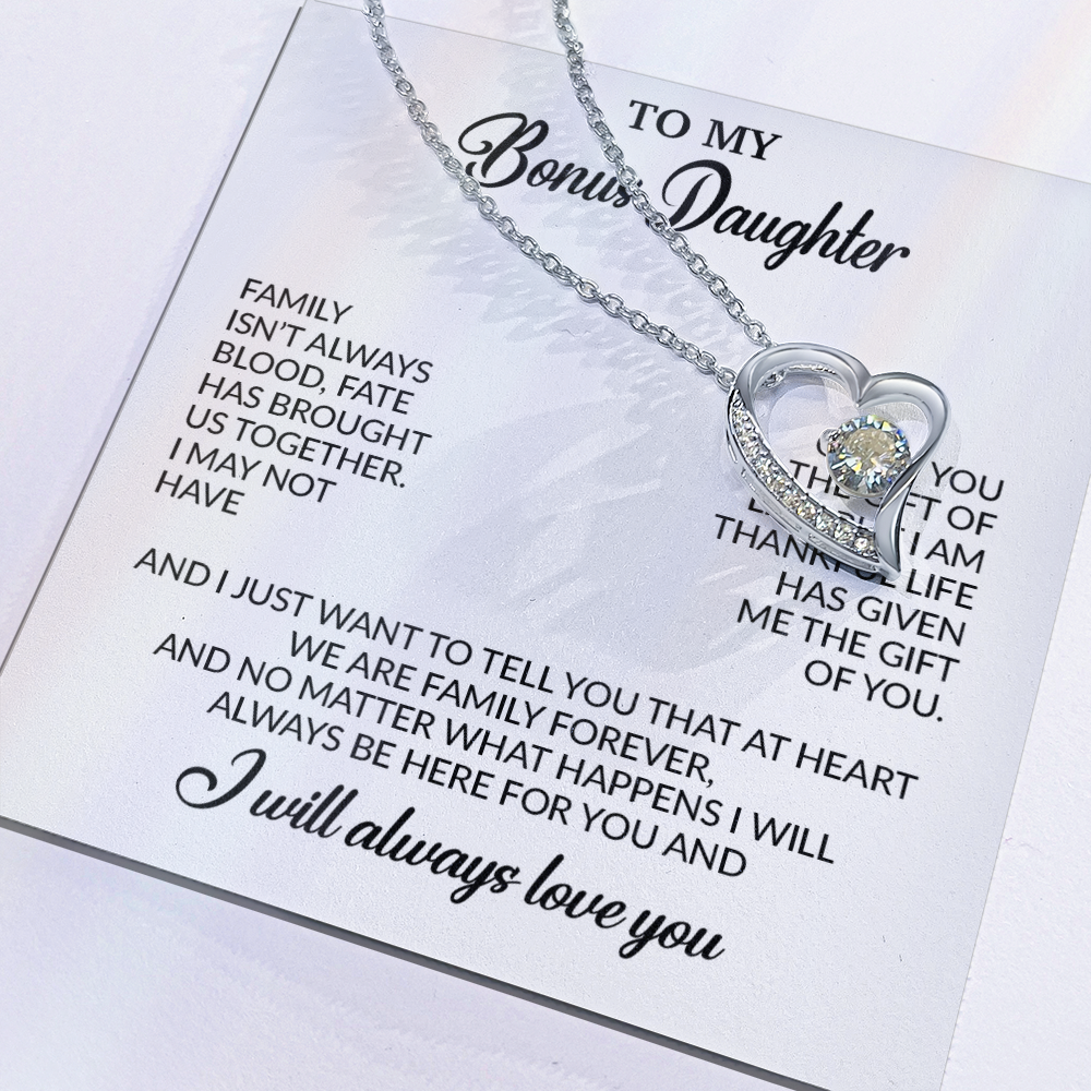 To My Bonus Daughter Necklace, Gift for Bonus Daughter, Step Daughter Birthday 26_11_White