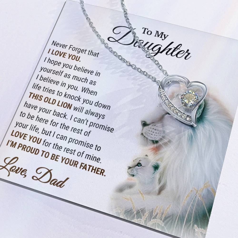 To My Daughter Necklace, Xmas Gift For Daughter From Dad, Daughter Father Lion