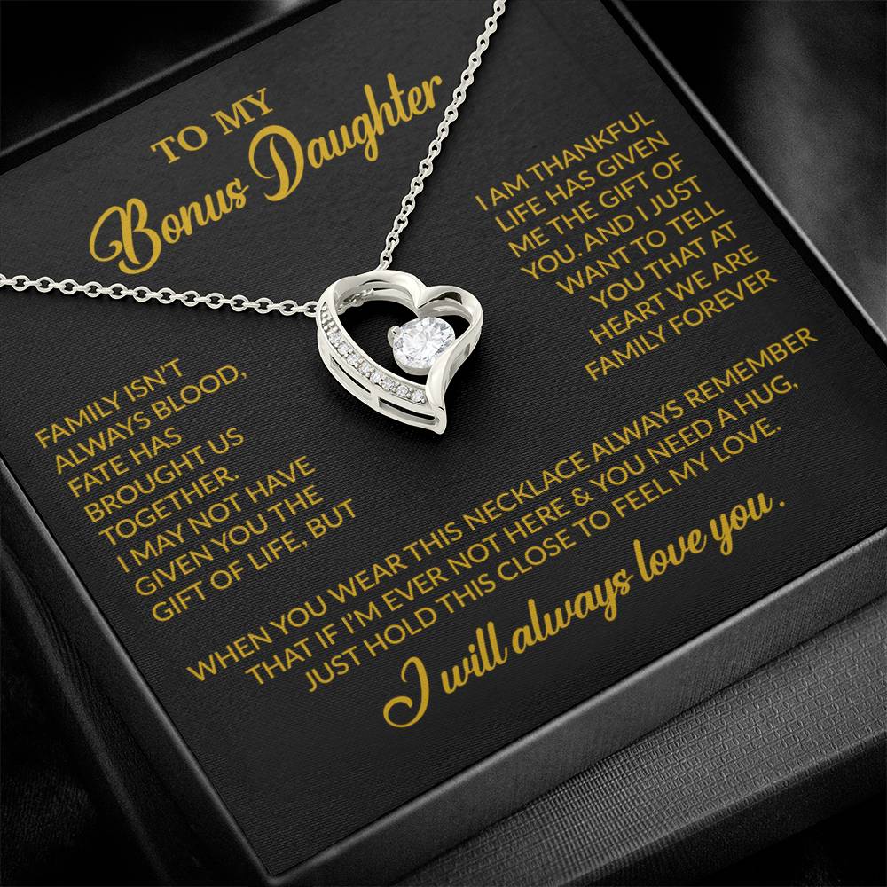 To My Bonus Daughter Necklace, Gift for Bonus Daughter, Step Daughter Birthday 2_10_Gold