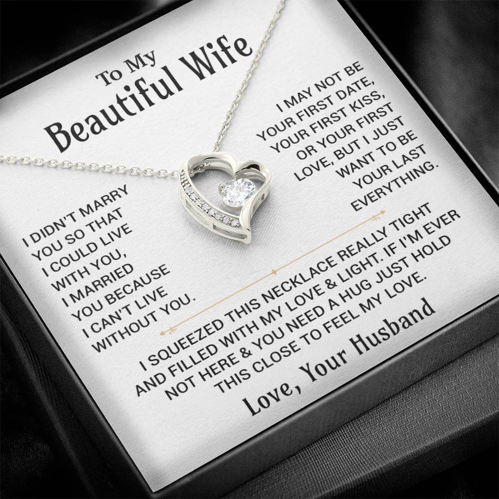 To My Beautiful Wife Necklace, Christmas Gifts For Women, Anniversary Gift For Wife