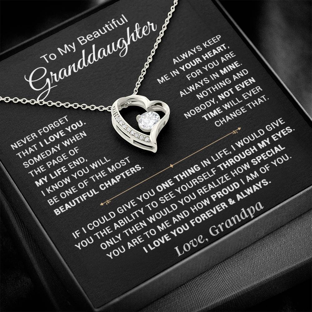 To My Granddaughter Necklace, Xmas Birthday Gift For Granddaughter From Grandpa 13_9_Black