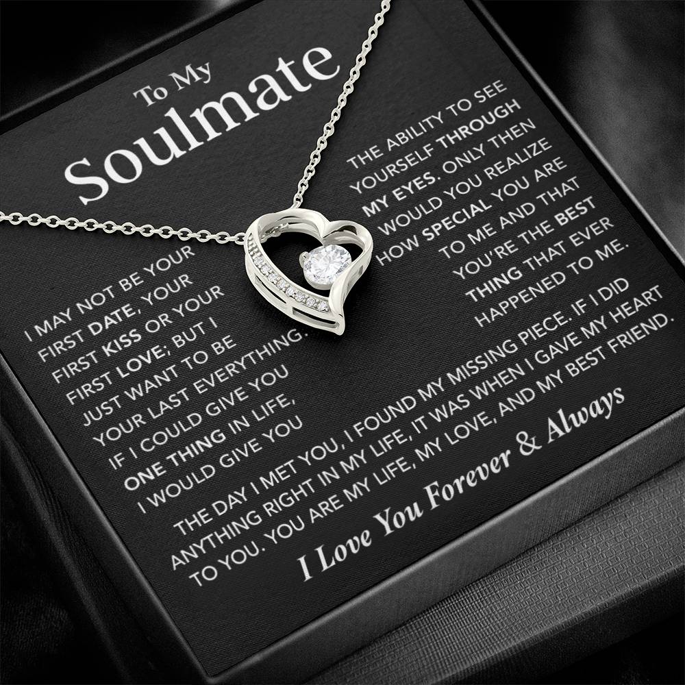 To My Soulmate Necklace, Anniversary Gift for Her, Birthday Christmas Gift for Girlfriend_Black