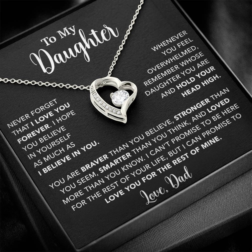 To My Daughter Necklace, Gift for Daughter from Dad, Father Daughter Necklace  9_4_Black