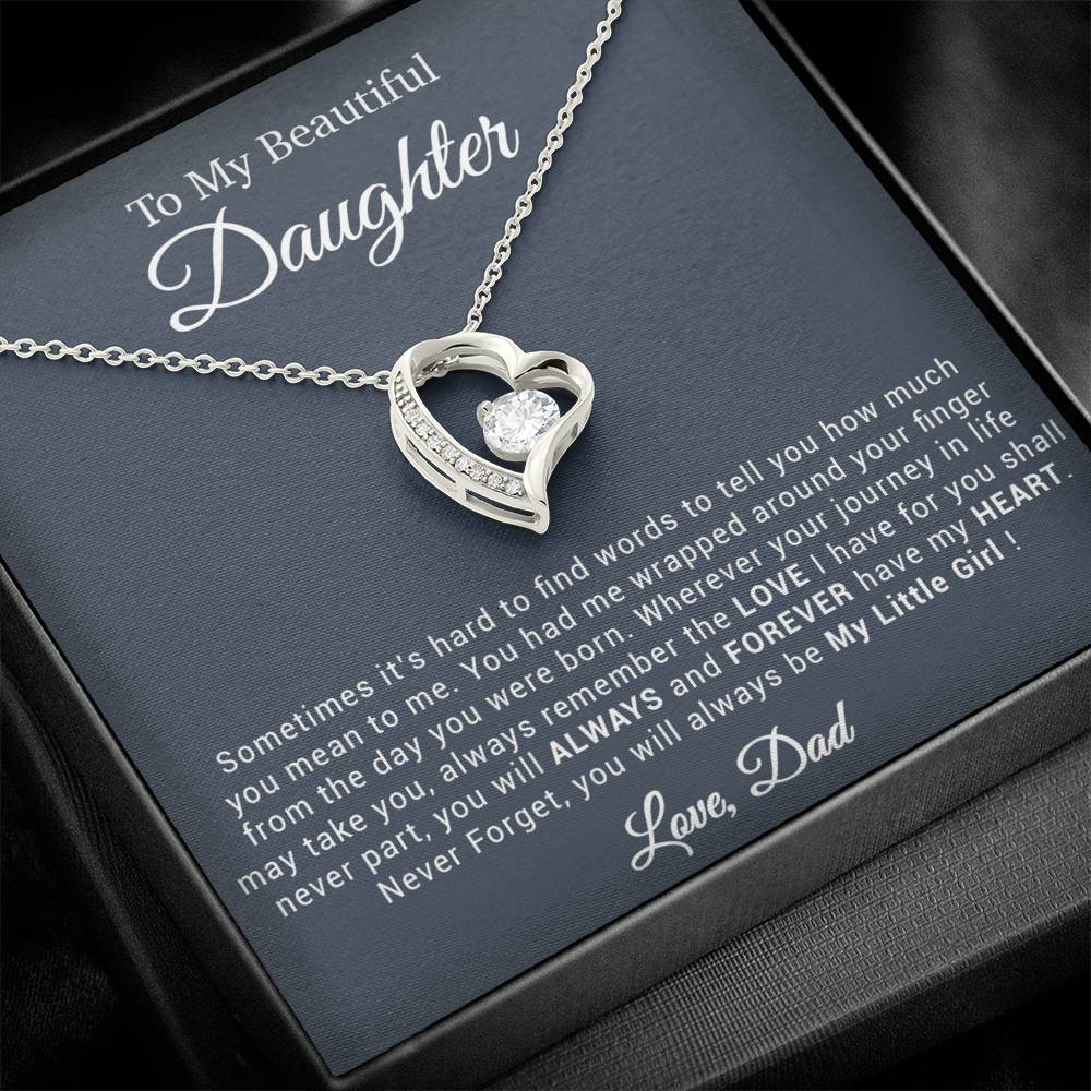 To My Daughter Necklace, Gift for Daughter from Dad, Father Daughter Necklace 20_4_Black