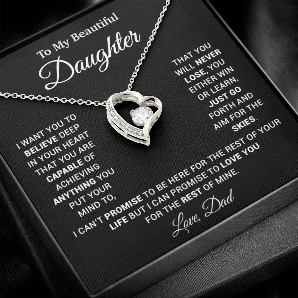 To My Daughter Necklace, Gift for Daughter from Dad, Father Daughter Necklace 26_2_Black