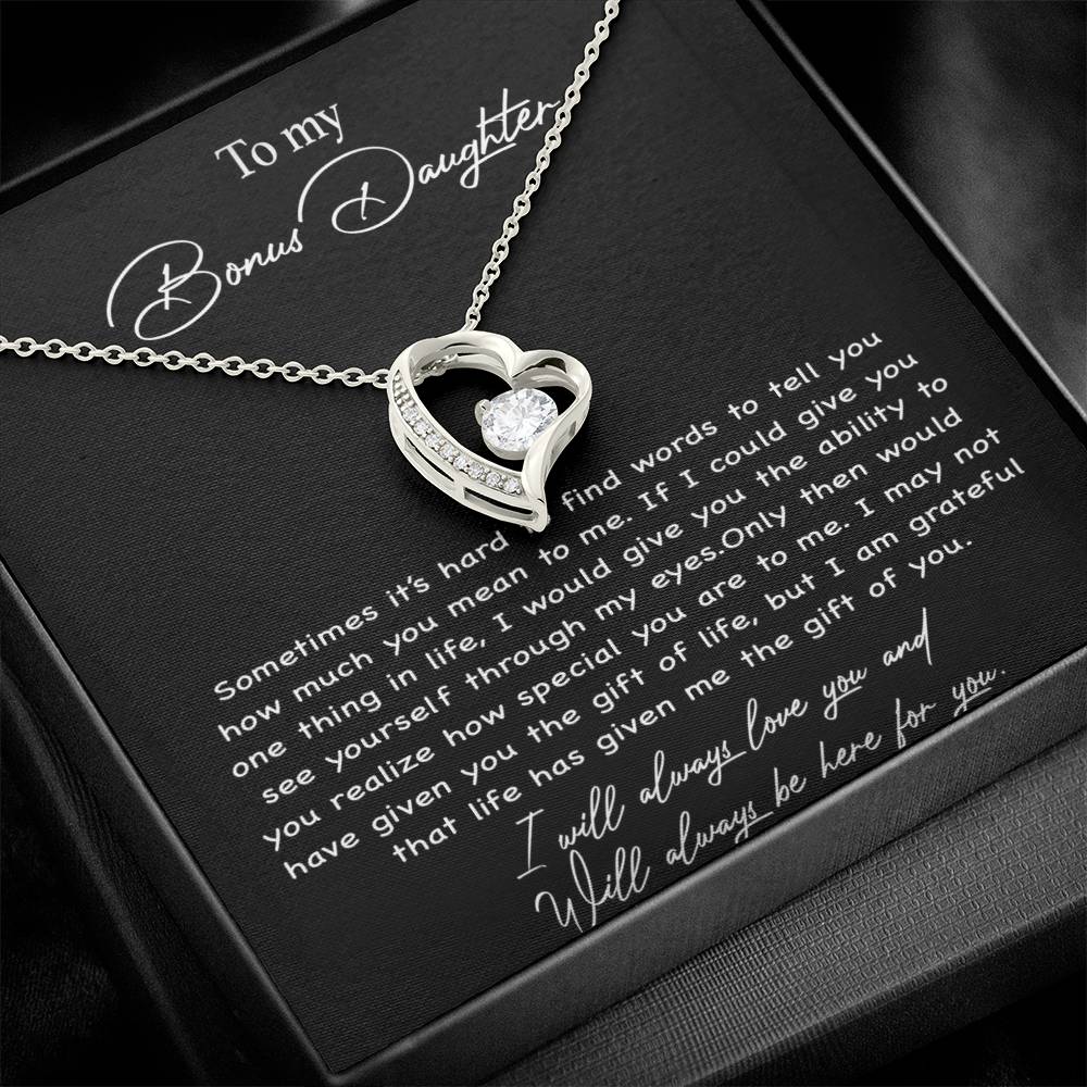 To my Bonus Daughter Necklace, Bonus Daughter, Step Daughter Gift 4-4_Black