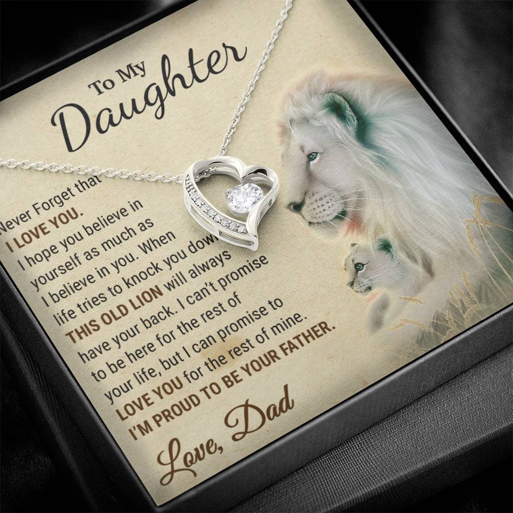 To My Daughter Necklace, Xmas Gift For Daughter From Dad, Daughter Father Lion