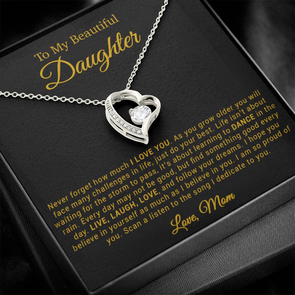 To My Daughter Necklace, Gift for Daughter from mom, Daughter mother Necklace 20_4_Gold