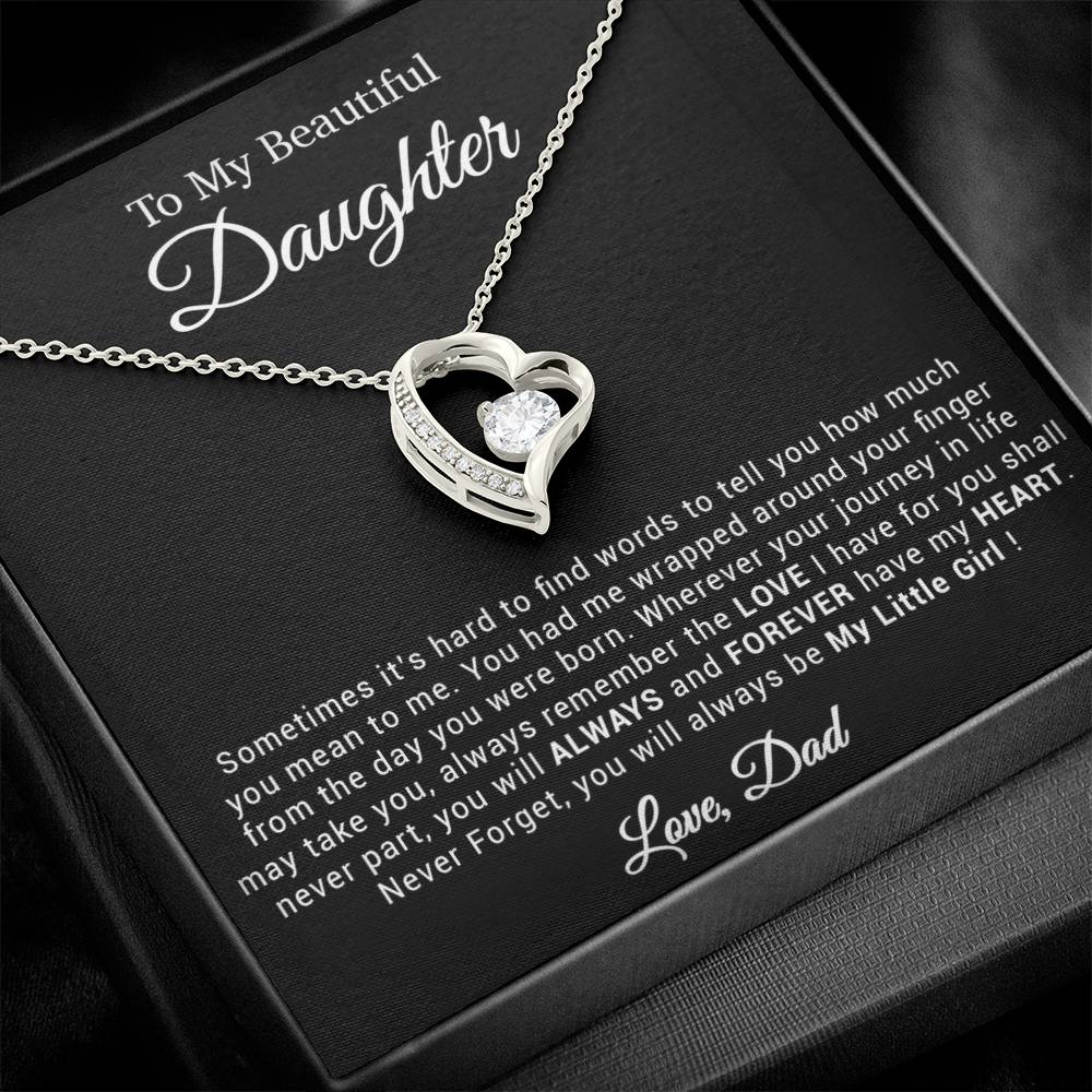 To My Daughter Necklace, Gift for Daughter from Dad, Father Daughter Necklace 21_4_Black
