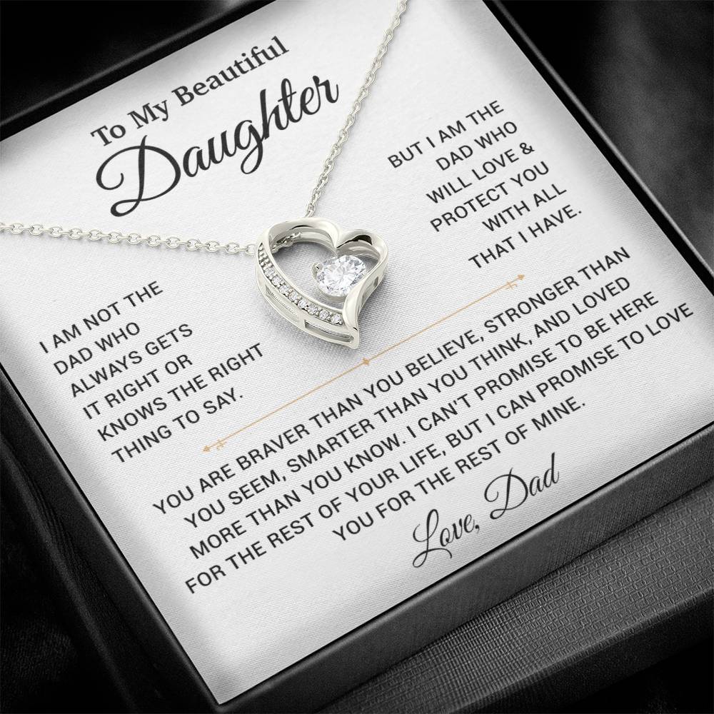 To My Daughter Necklace, Gift for Daughter from Dad, Father Daughter Necklace 19_11_White