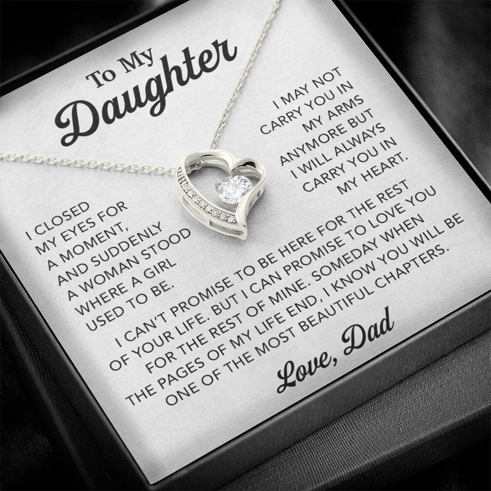 To My Daughter Necklace, Gift for Daughter from Dad, Father Daughter Necklace 28_3_White