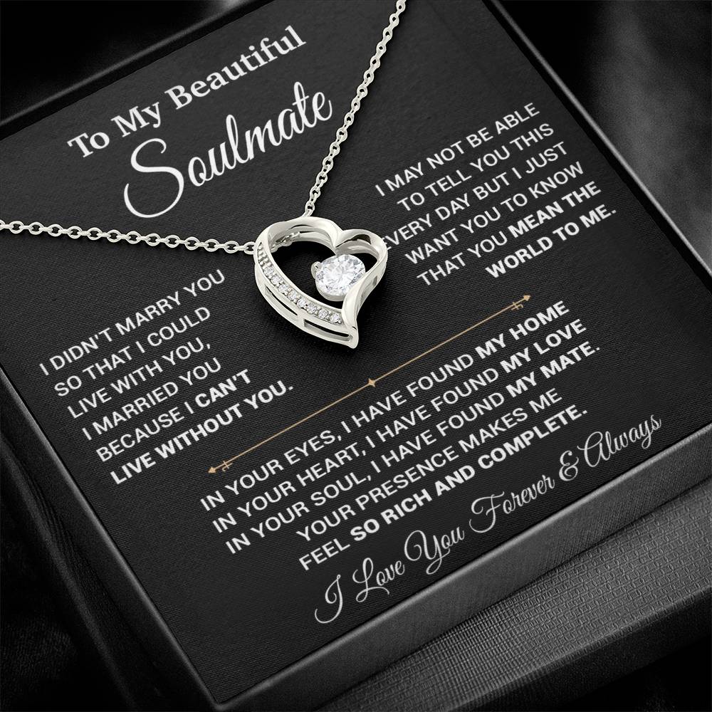To My Soulmate Necklace, Gift For Wife,Soulmate Gift, Birthday Gift For Her_Black