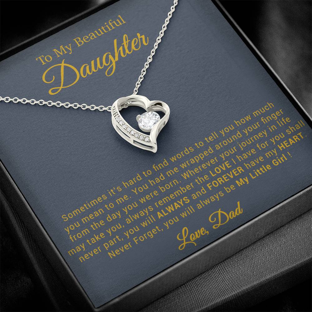 To My Daughter Necklace, Gift for Daughter from Dad, Father Daughter Necklace 20_4_Gold