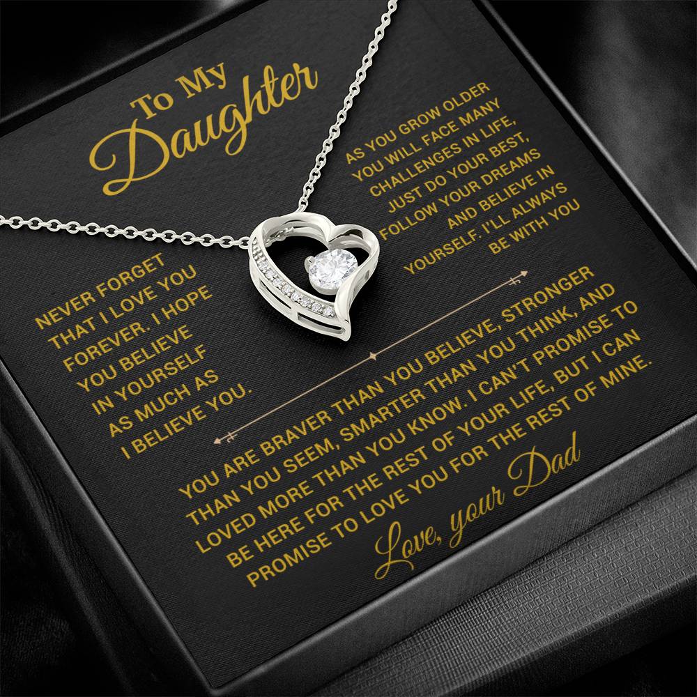 To My Daughter Necklace, Gift for Daughter from Dad, Father Daughter Necklace 15_2_Gold