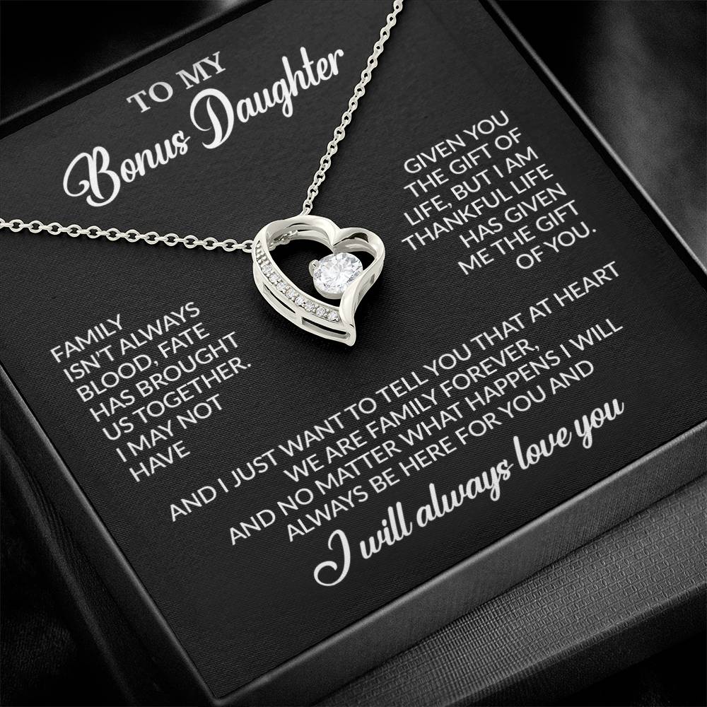 To My Bonus Daughter Necklace, Gift for Bonus Daughter, Step Daughter Birthday 26_11_Black