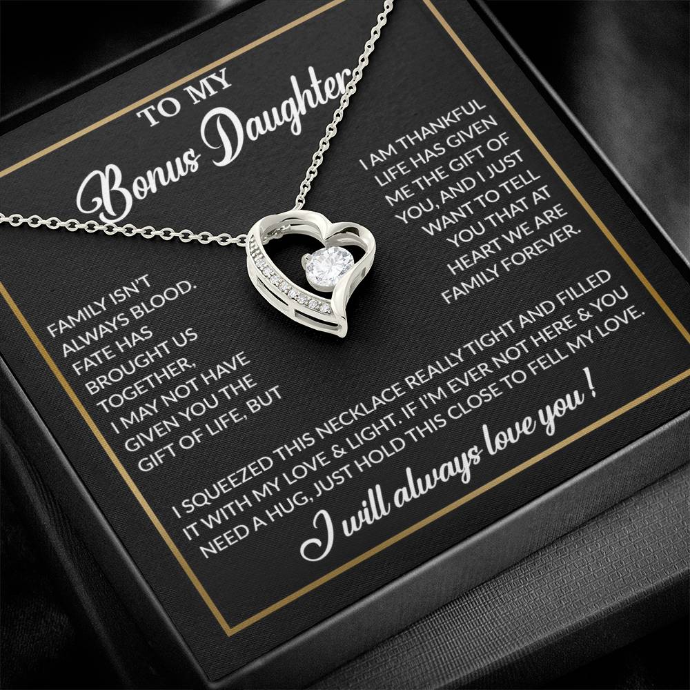 To My Bonus Daughter Necklace, Gift for Bonus Daughter, Step Daughter Birthday 3_12_Black