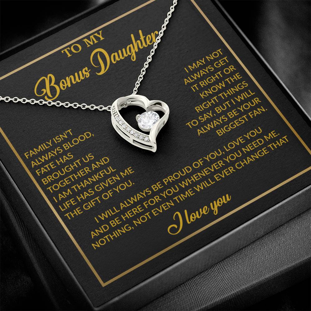 To My Bonus Daughter Necklace, Gift for Bonus Daughter, Step Daughter Birthday 18_4_Gold