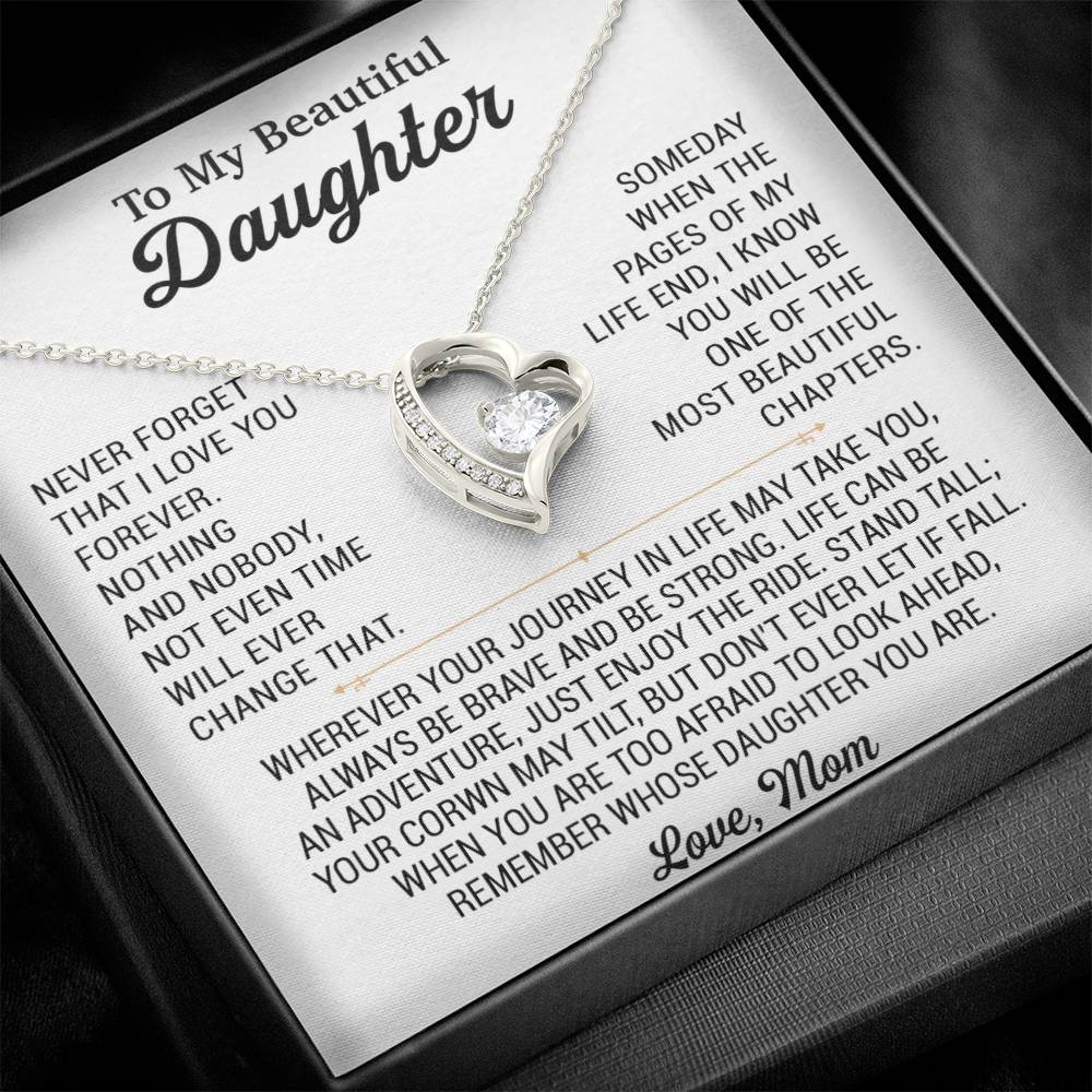 To My Daughter Necklace, Daughter Mother Necklace, Daughter Gift From Mom 17_8_White