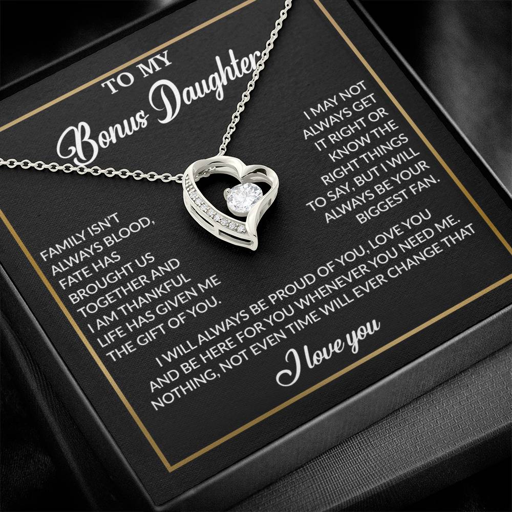 To My Bonus Daughter Necklace, Gift for Bonus Daughter, Step Daughter Birthday 18_4_Black