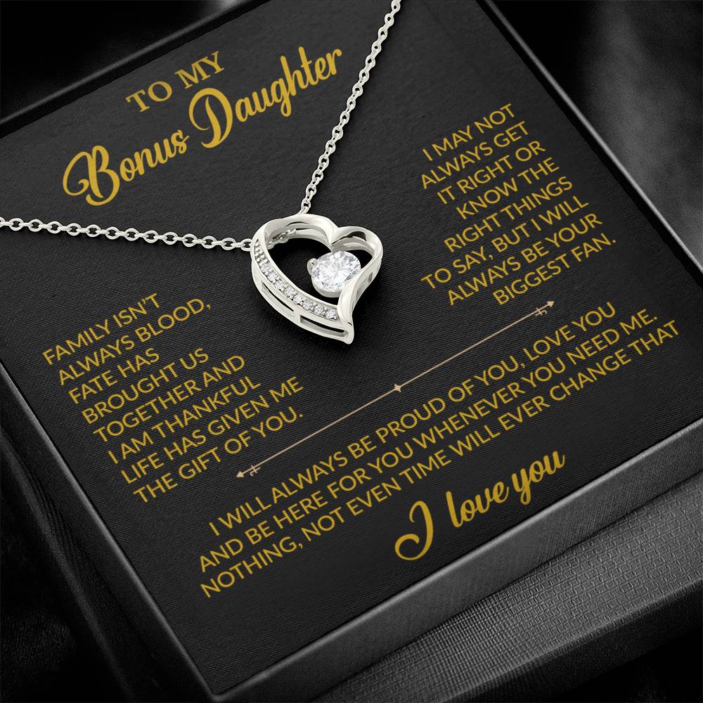 To My Bonus Daughter Necklace, Gift for Bonus Daughter, Step Daughter Birthday 20_2_Gold