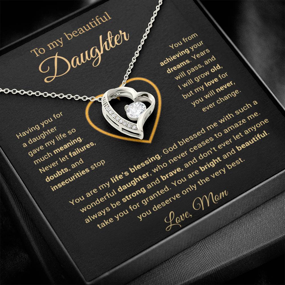 To My Daughter Necklace, Gift for Daughter from Mom, Daughter Mother Necklace 25_3_Gold