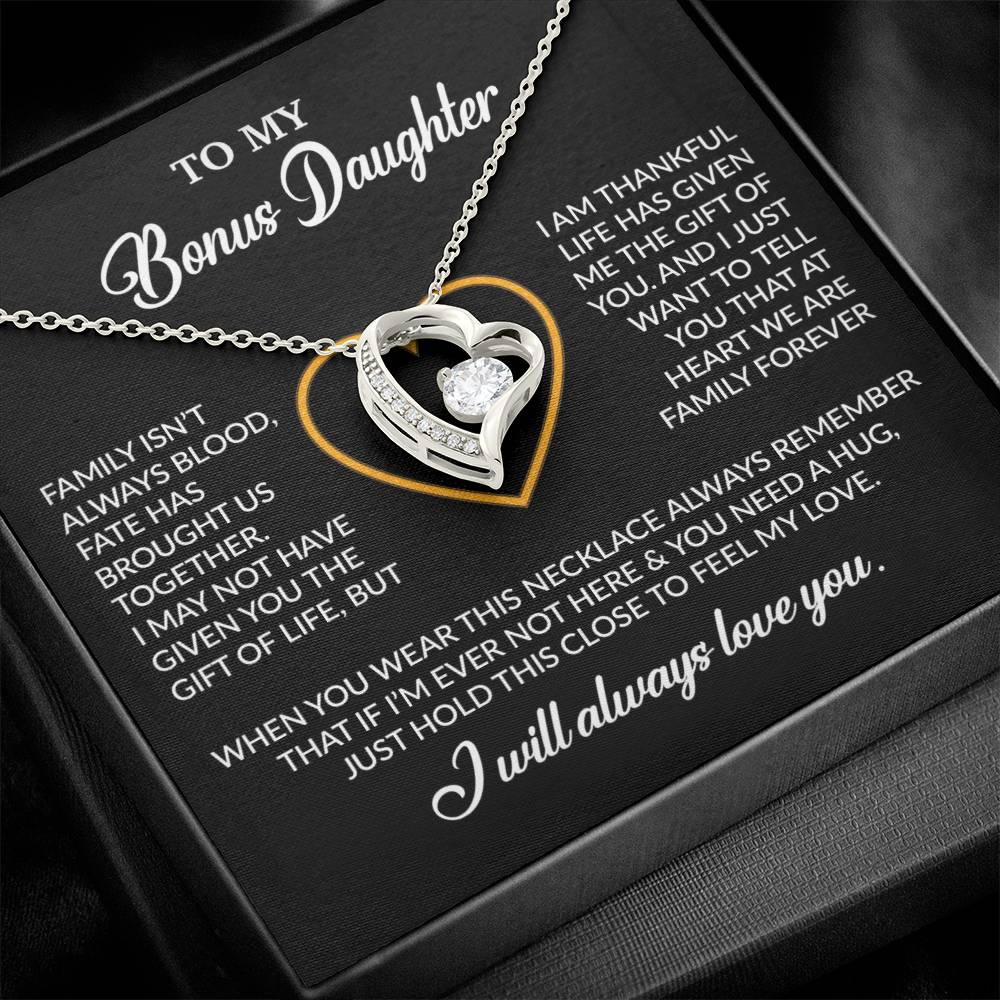 To My Bonus Daughter Necklace, Gift for Bonus Daughter, Step Daughter Birthday 24_12_Black