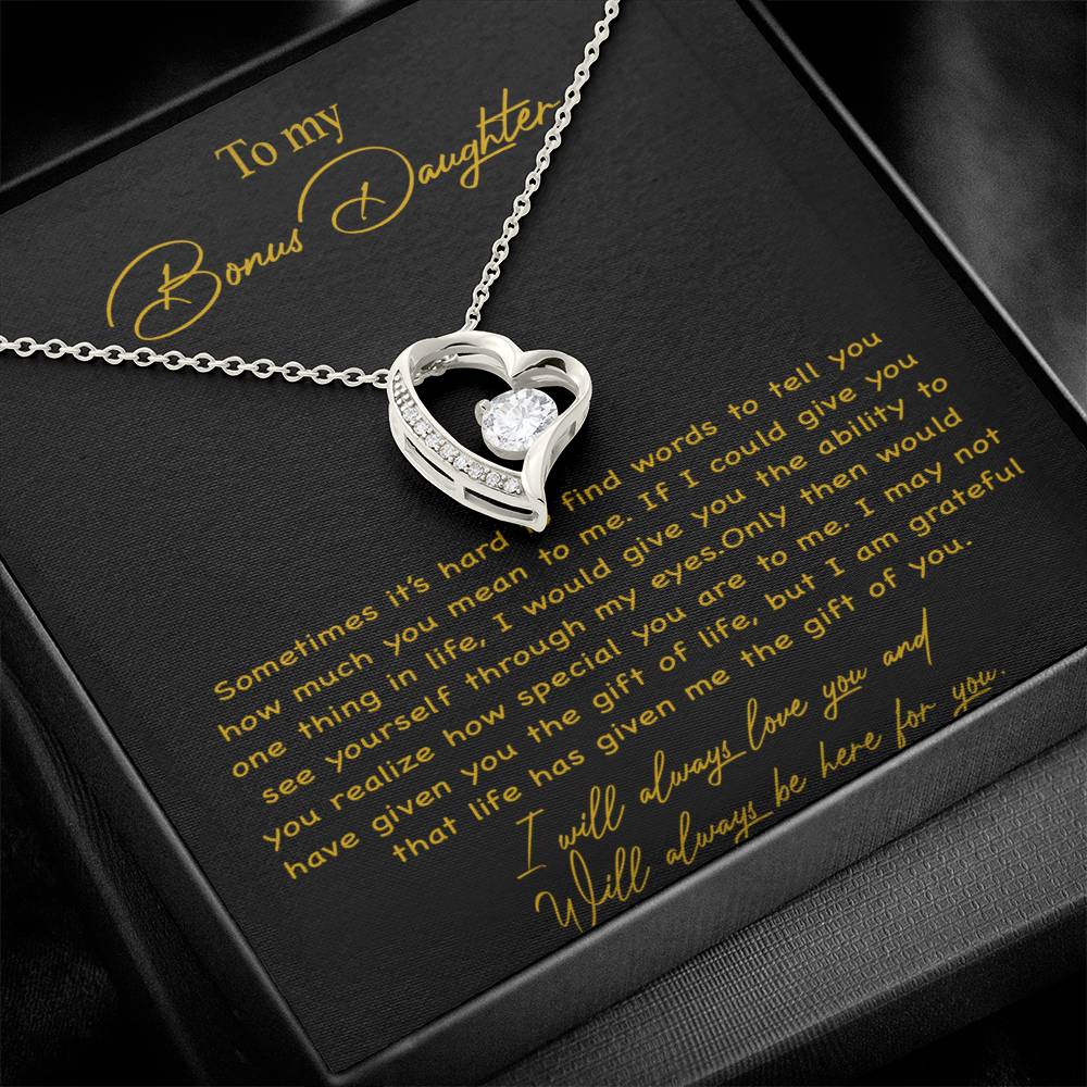 To my Bonus Daughter Necklace, Bonus Daughter, Step Daughter Gift 4-4_Gold
