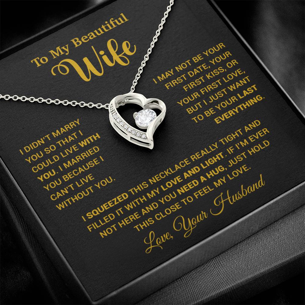 To My Wife Necklace, Wife Gift From Husband, Wife Husband Necklace, Christmas Gift 25_9_Gold