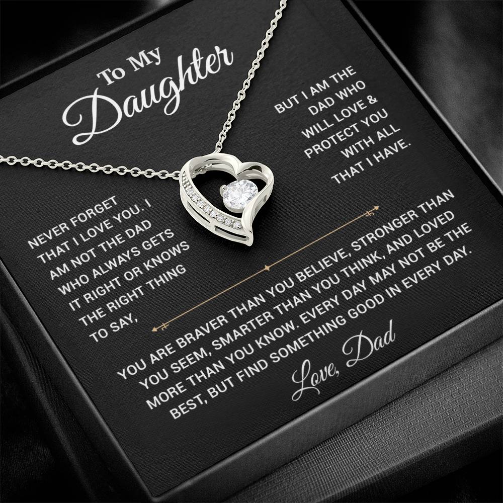To My Daughter Necklace, Gift for Daughter from Dad, Father Daughter Necklace 25_3_Black