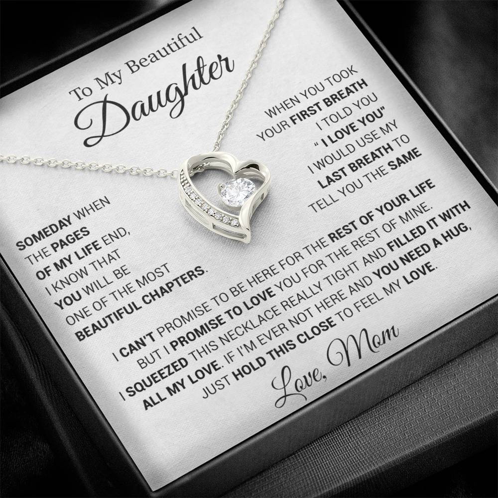 To My Daughter Necklace, Daughter Mother Necklace, Daughter Gift From Mom 13_5_White