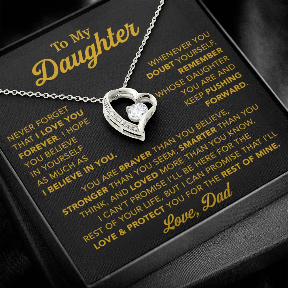 To My Daughter Necklace, Gift for Daughter from Dad, Father Daughter Necklace 15_11_Gold