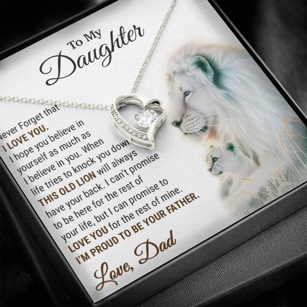 To My Daughter Necklace, Xmas Gift For Daughter From Dad, Daughter Father Lion