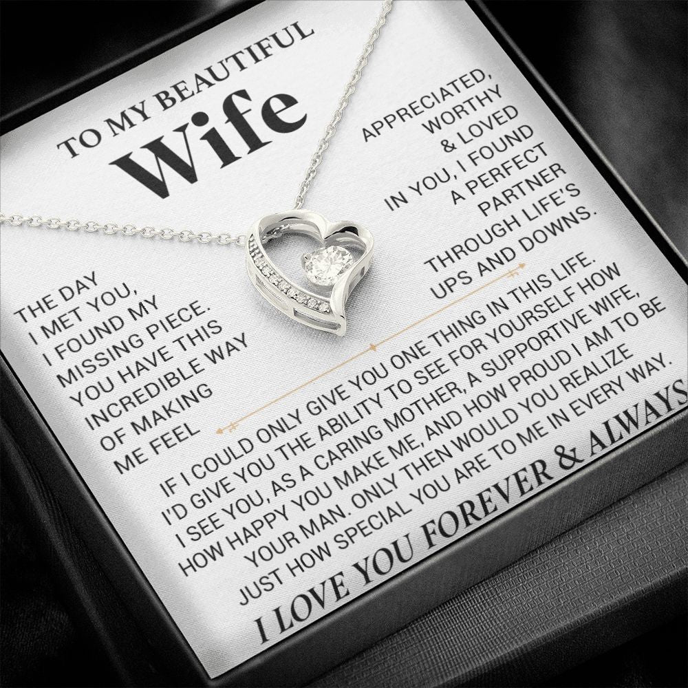 To My Wife Necklace, Anniversary Gift For Wife, Wife Birthday, Gift For Wife444_White