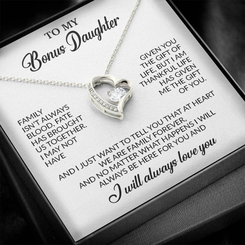 To My Bonus Daughter Necklace, Gift for Bonus Daughter, Step Daughter Birthday 26_11_White