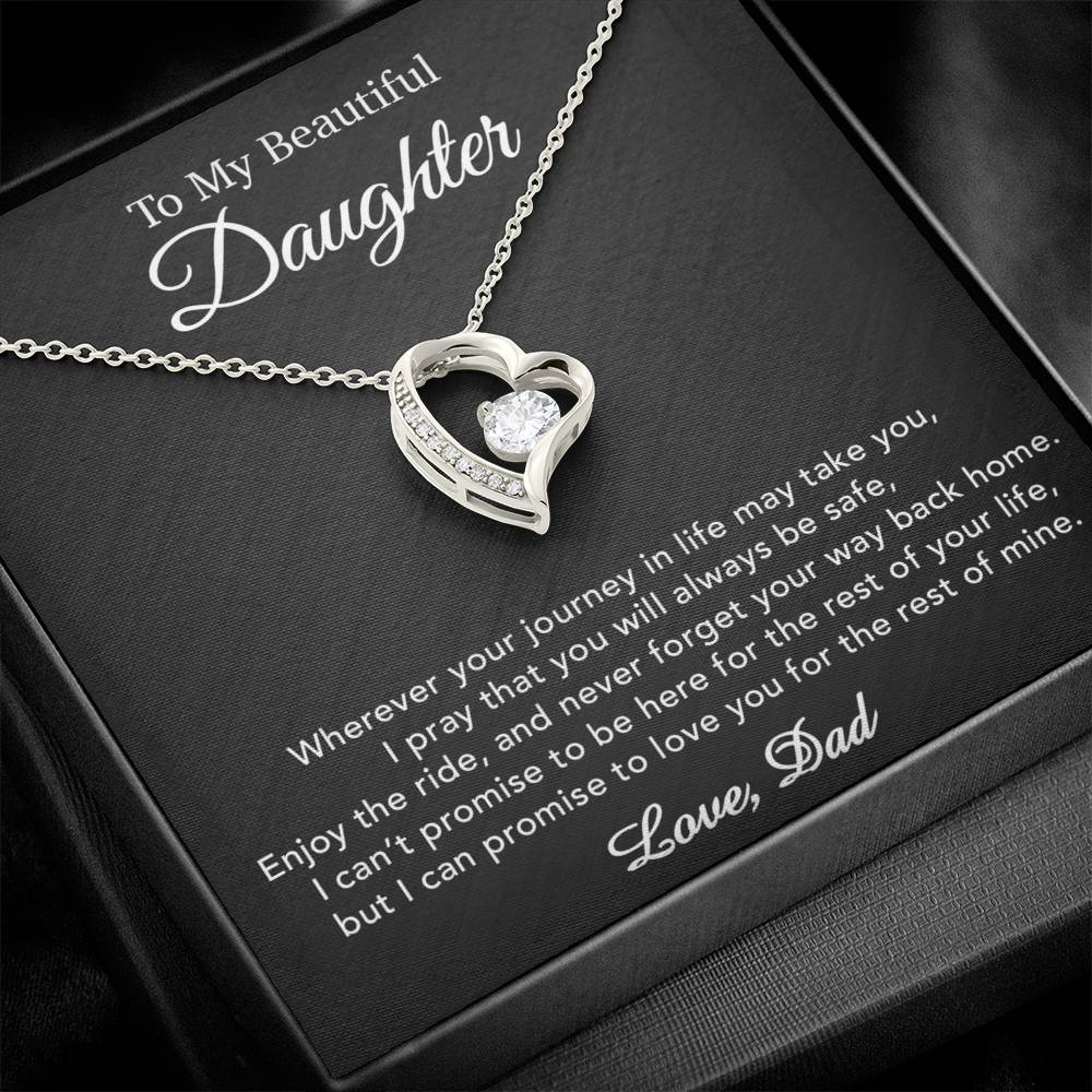 To My Daughter Necklace, Gift for Daughter from Dad, Father Daughter Necklace 21_5_Black