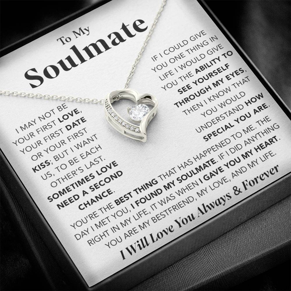 To My Soulmate Necklace Gift For Wife Girlfriend Birthday Anniversary Christmas_White