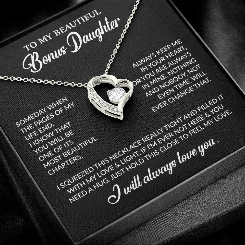 To My Bonus Daughter Necklace, Gift for Bonus Daughter, Step Daughter Birthday 25_11_Black