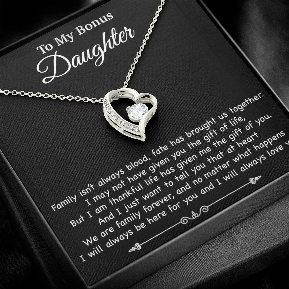 To My Bonus Daughter Necklace, Gift for Bonus Daughter, Step Daughter Birthday 2_11_Black