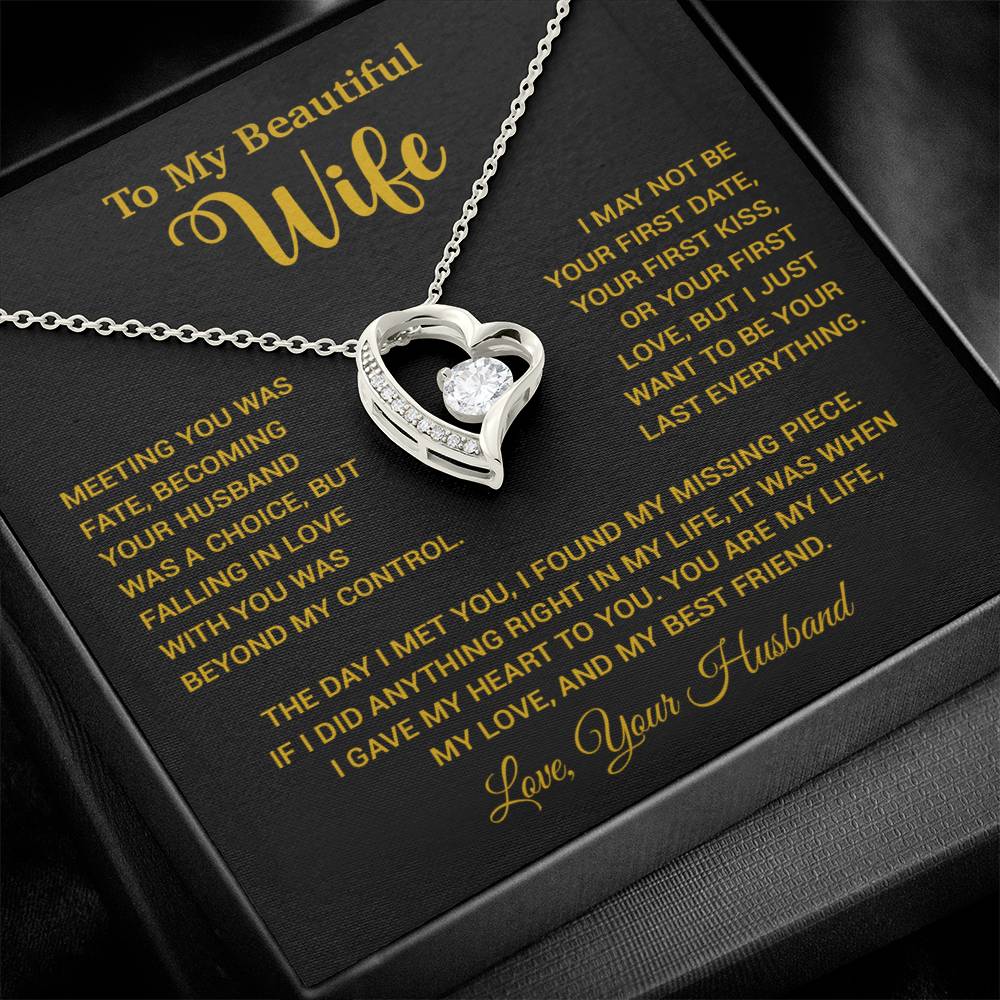 To My Wife Necklace, Wife Gift From Husband, Wife Husband Necklace, Christmas Gift 13_10_Gold
