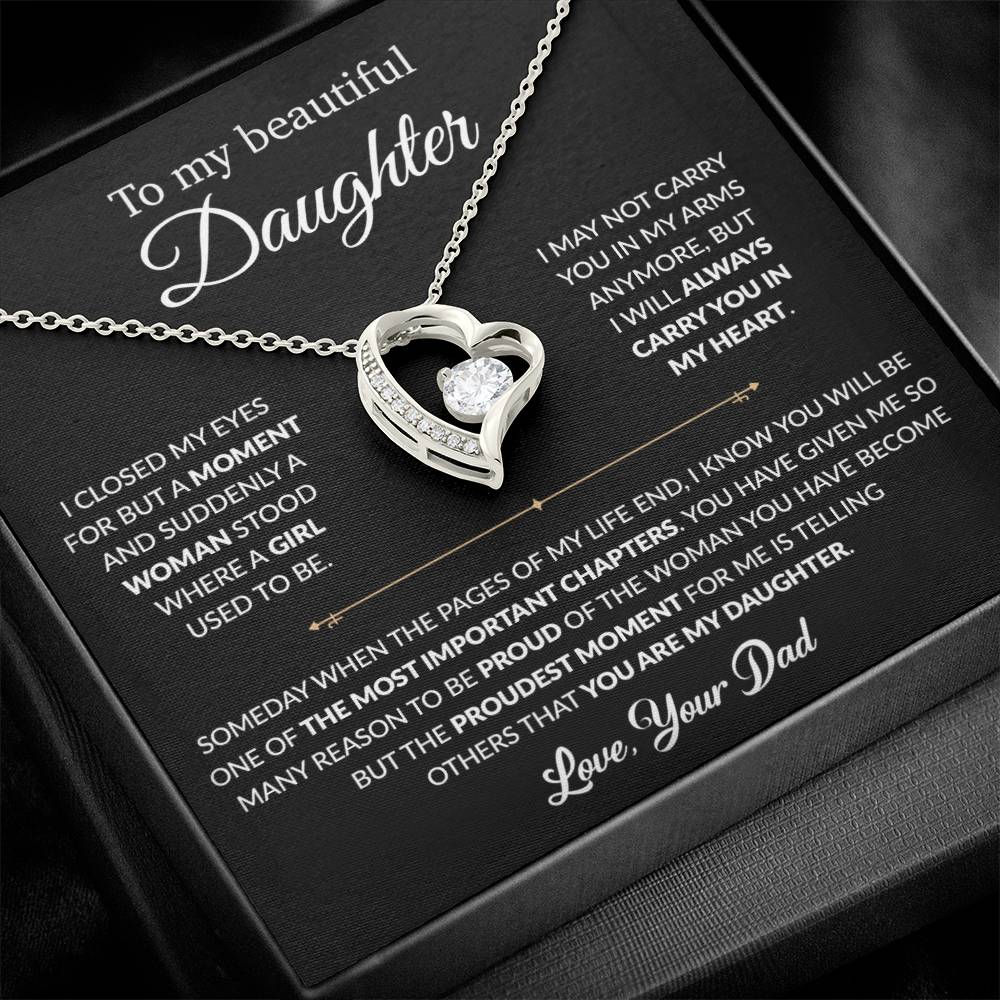 To My Daughter Necklace, Gift For Daughter From Dad, Daughter Father Necklace 9_1_Black