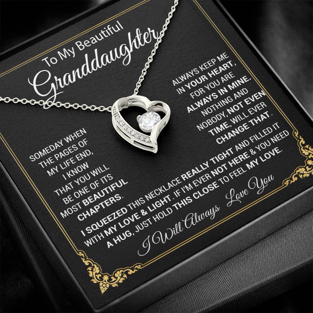 To My Granddaughter Necklace, Gift For Your Granddaughter, Christmas,Anniversary, Graduation_Black