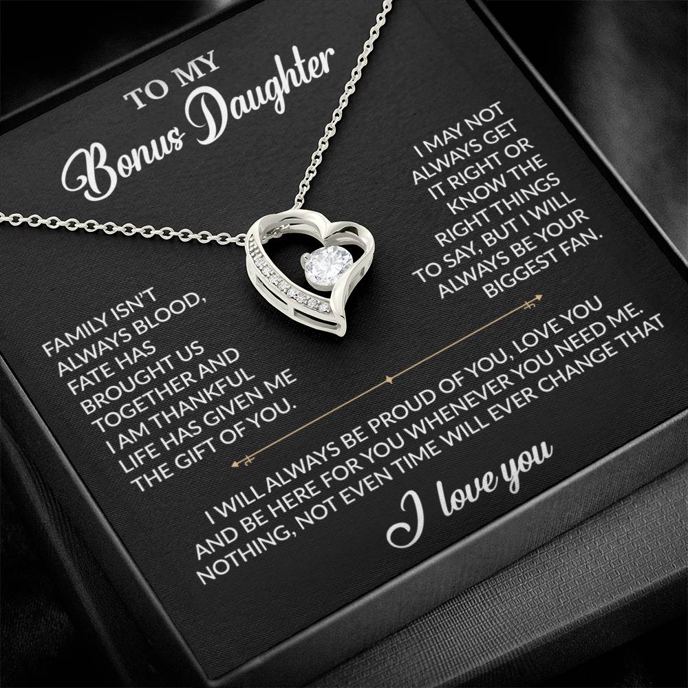 To My Bonus Daughter Necklace, Gift for Bonus Daughter, Step Daughter Birthday 20_2_Black
