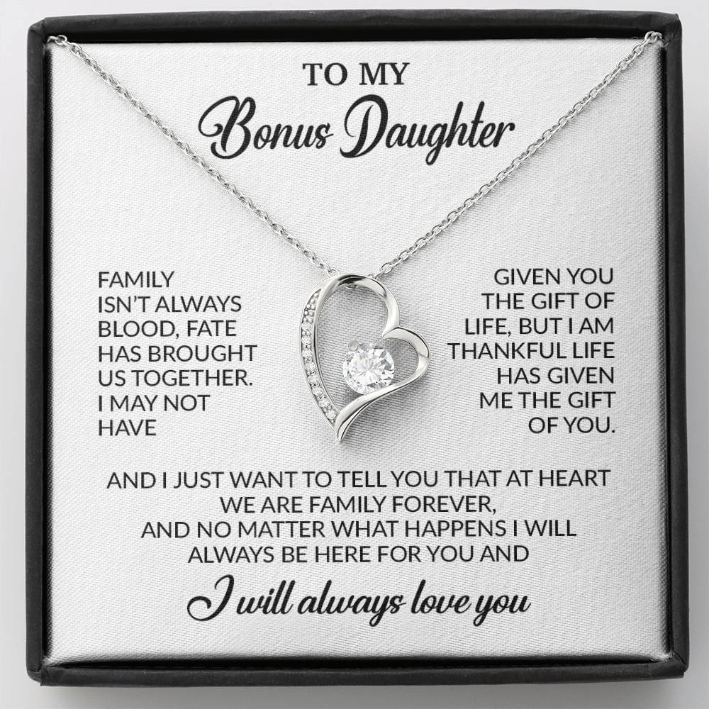 To My Bonus Daughter Necklace, Gift for Bonus Daughter, Step Daughter Birthday 26_11_White