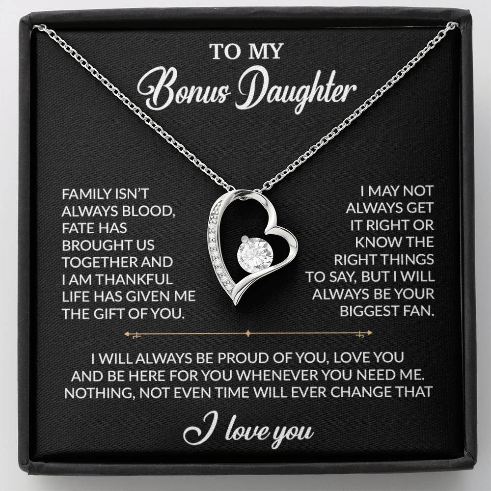 To My Bonus Daughter Necklace, Gift for Bonus Daughter, Step Daughter Birthday 20_2_Black