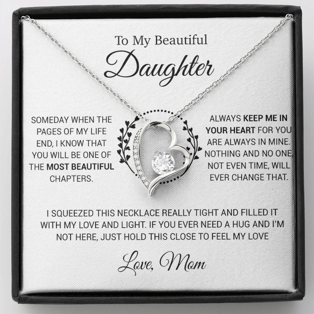 To My Daughter Necklace, Gift for Daughter from Mom, Daughter Mother Necklace 15_12_White
