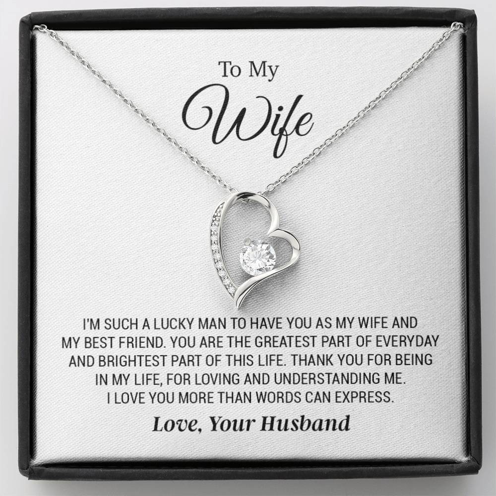 To My Wife Necklace, Wife Gift from Husband, Anniversary Gifts, Christmas Gift for Wife_white